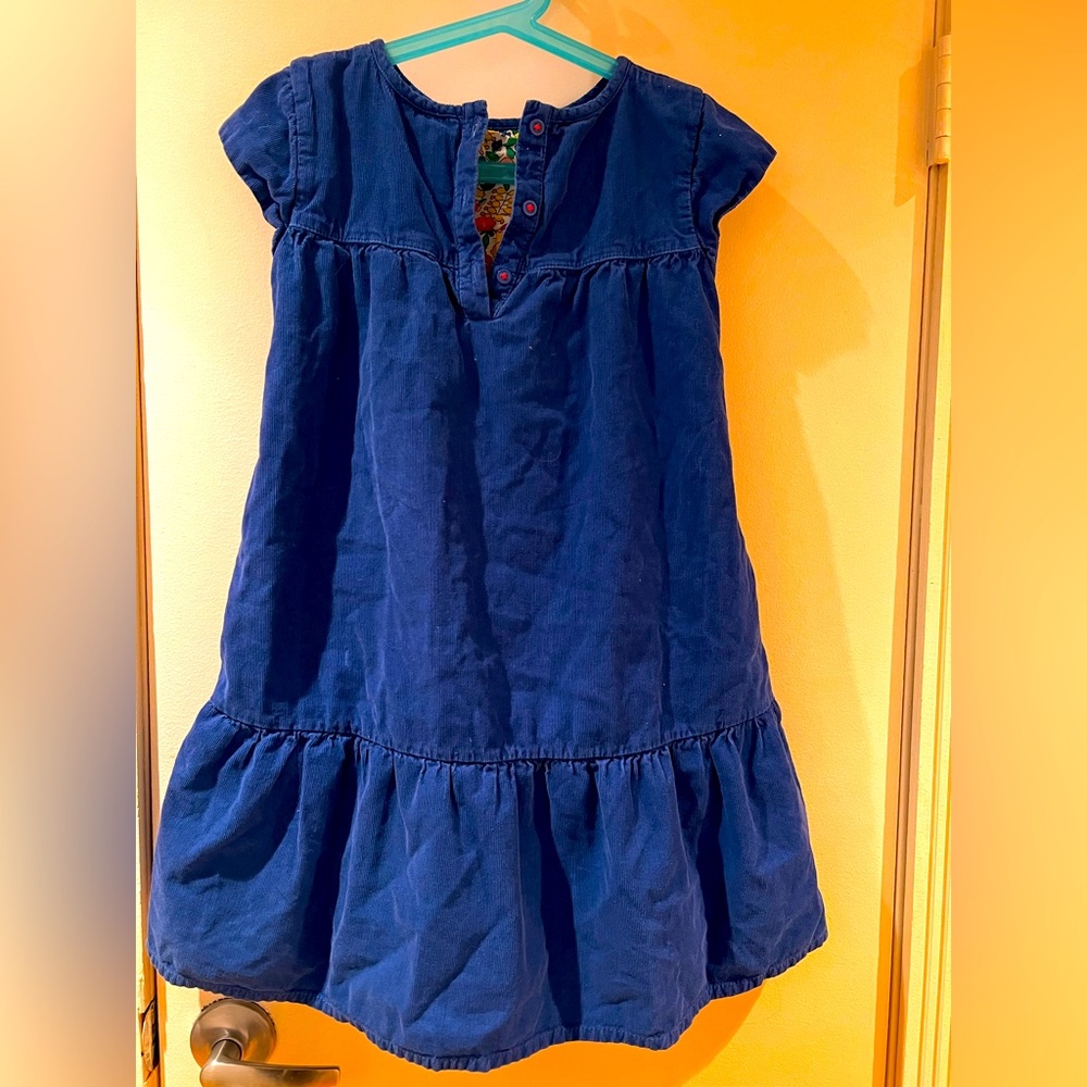 Blue, Boden, corduroy dress with flower lining (cotton lining)